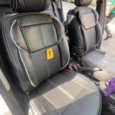 روکش صندلی خودرو ۲۰۷ برند.جلوه طرح لاماری چرم مشکی دوخت و نوار سفید