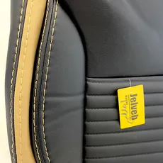 روکش صندلی خودرو اطلس برند جلوه حضرتی طرح وی آی پی چرم مشکی تیکه کنار کرم