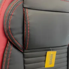 روکش صندلی جلوه حضرتی طرح لاماری چرم مشکی تیکه کنار قرمز مناسب پژو ۲۰۶