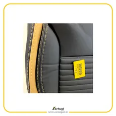 روکش صندلی خودرو اطلس برند جلوه طرح وی آی پی چرم مشکی نوار کرم