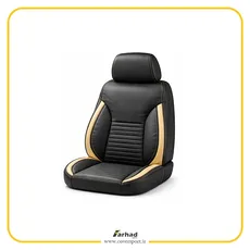 روکش صندلی خودرو اطلس برند جلوه طرح وی آی پی چرم مشکی نوار کرم